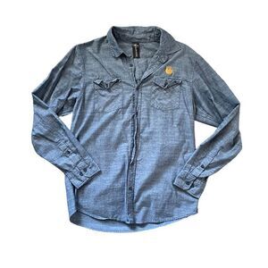 BURNSIDE Button Down Shirt Blue Size Large
